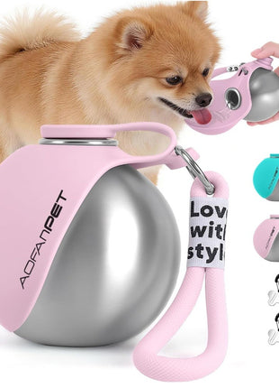 Dog Water Bottle with Stainless Steel Travel Bowl