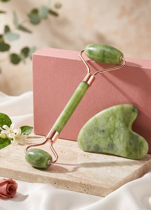 BAIMEI Genuine Jade Roller & Gua Sha Facial Set