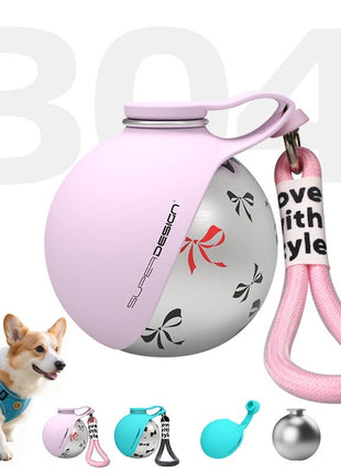 Dog Water Bottle with Stainless Steel Travel Bowl