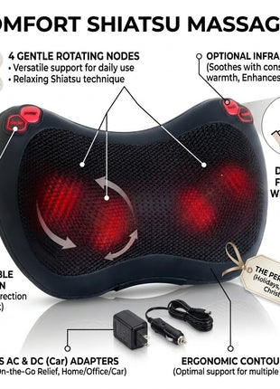 Shiatsu Heating Massage Pillow Neck Back & Car