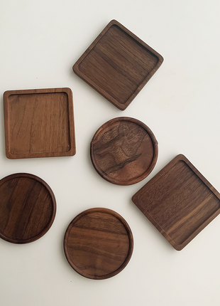 Japanese Walnut Wood Insulated Coaster Set