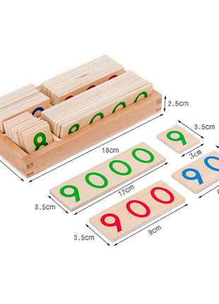 Montessori Wooden Number Learning Cards 1-9999