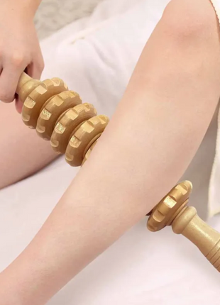 Natural Birchwood Manual Body Massage Roller Set