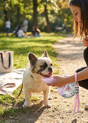 Dog Water Bottle with Stainless Steel Travel Bowl