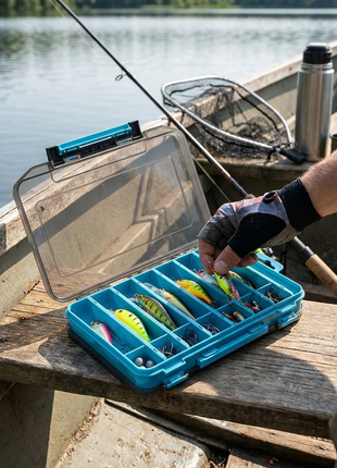Dual-Sided Fishing Tackle Storage Box