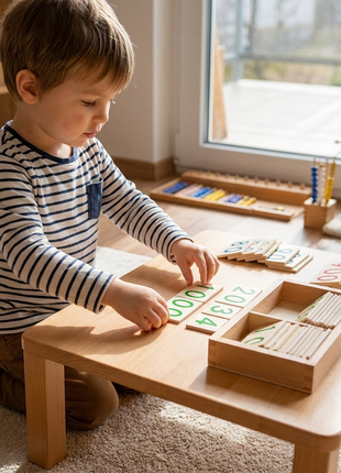 Montessori Wooden Number Learning Cards 1-9999