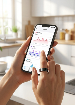 Smart Health Ring Tracker Sleep Steps iOS Android