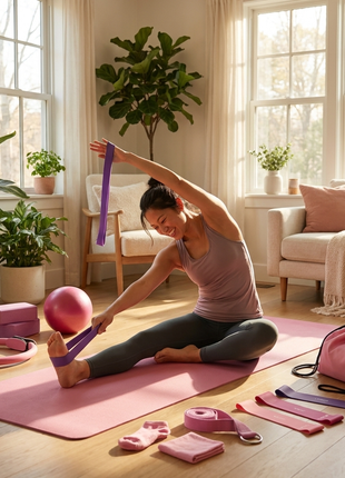 13-Piece Yoga & Resistance Bands Home Fitness Set