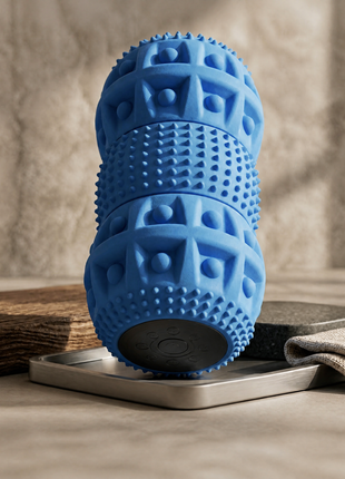 Vibrating Electric Foam Roller - blue, black end cap